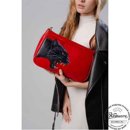 Женская кожаная сумка "Эмма" "Пантера" (красный)